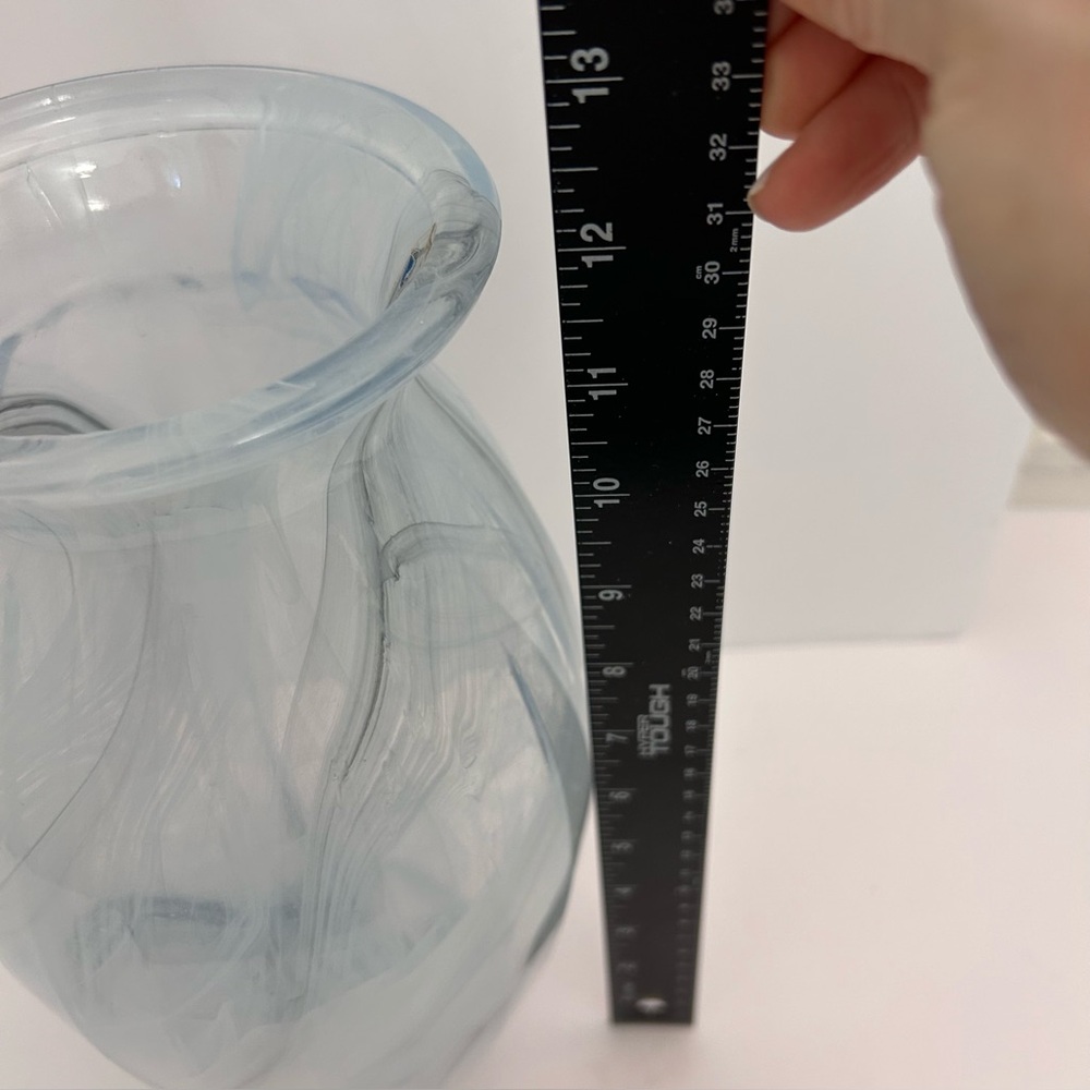 Vintage LUX Italian Glass Vase Vetreria Operaia  Blue Swirl 12” Art Glass Vase - Picture 12 of 14